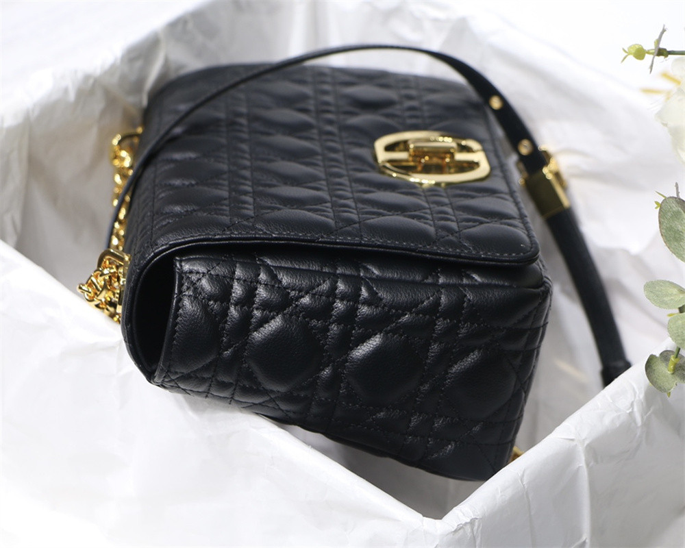 LARGE D*0r CARO BAG Black S*pple Cannage Calfskin 29 x 18 x 10 cm