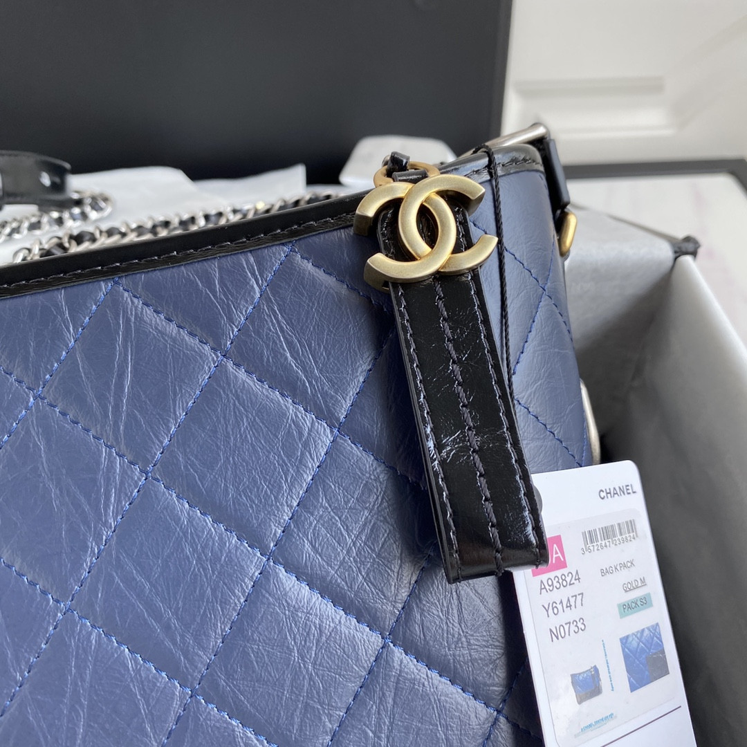 Ch*el Gabrielle MEDIUM BLUE BLACK 21 x 28 x 10cm