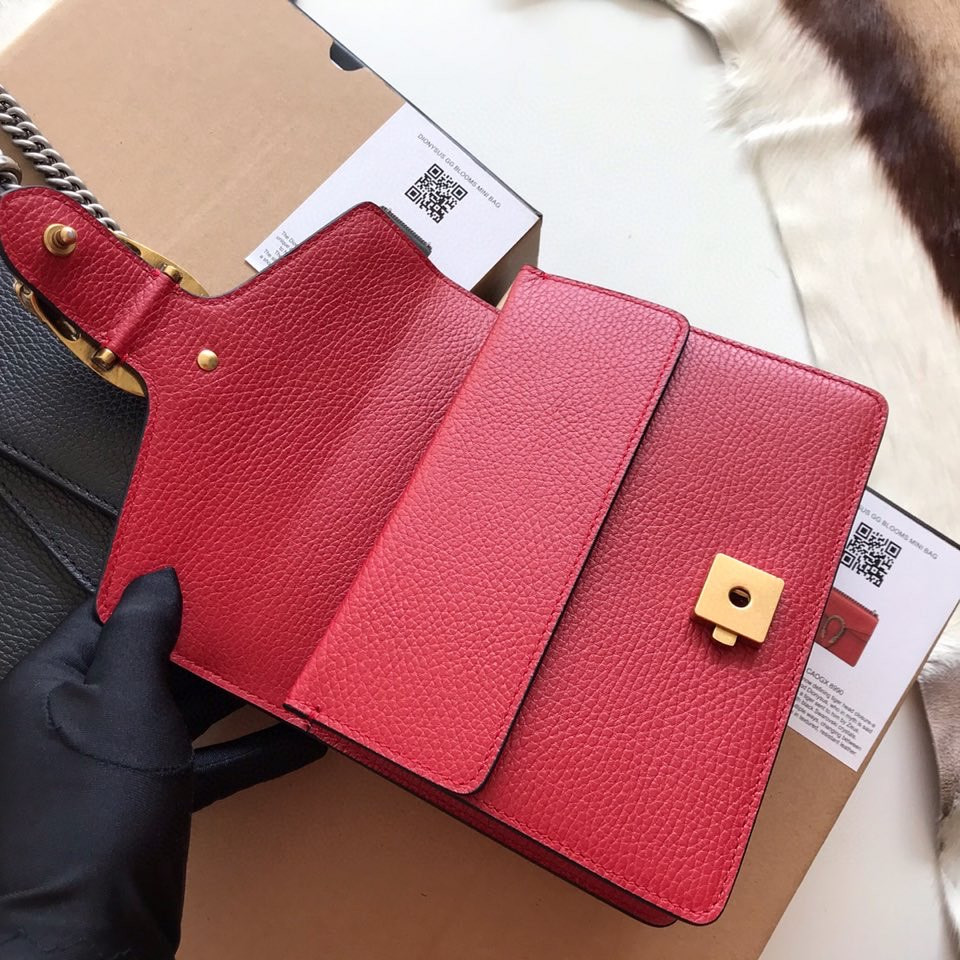 G*u*i DIONYSUS LEATHER MINI BAG RED 7.5"Wx6"Hx2"D