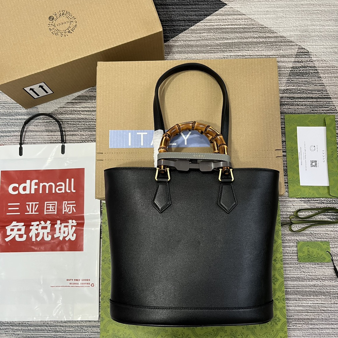G*u*i DIANA MEDIUM TOTE BAG Black 31W x 27H x 15D CM
