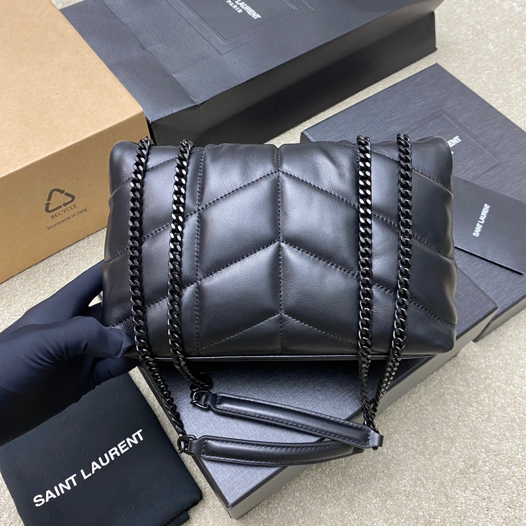 Y*L PUFFER IN LEATHER BLACK SILVER 23 X 15.5 X 5.8 CM