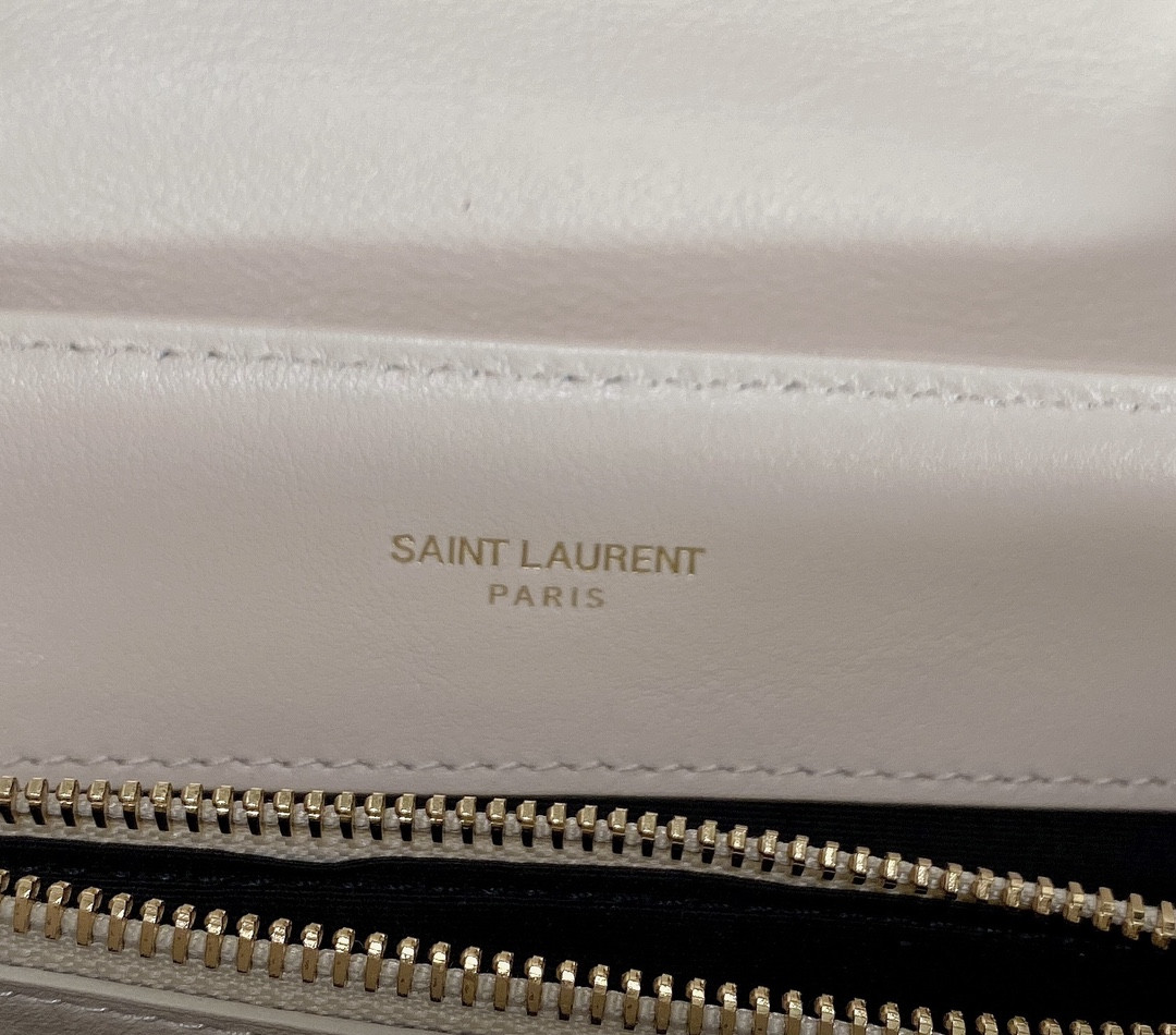 Y*L LOULOU SMALL IN QUILTED LEATHER WHITE GOLD 9 X 6.1 X 3.3 INCHES