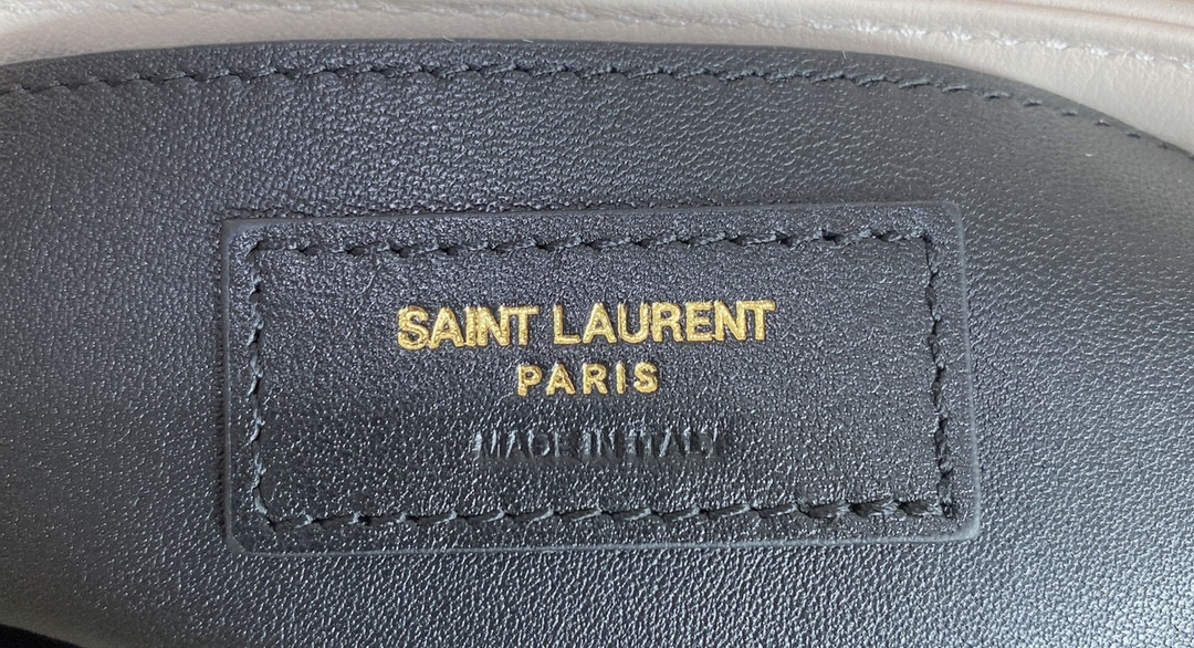 Y*L LOULOU SMALL IN QUILTED LEATHER WHITE GOLD 9 X 6.1 X 3.3 INCHES