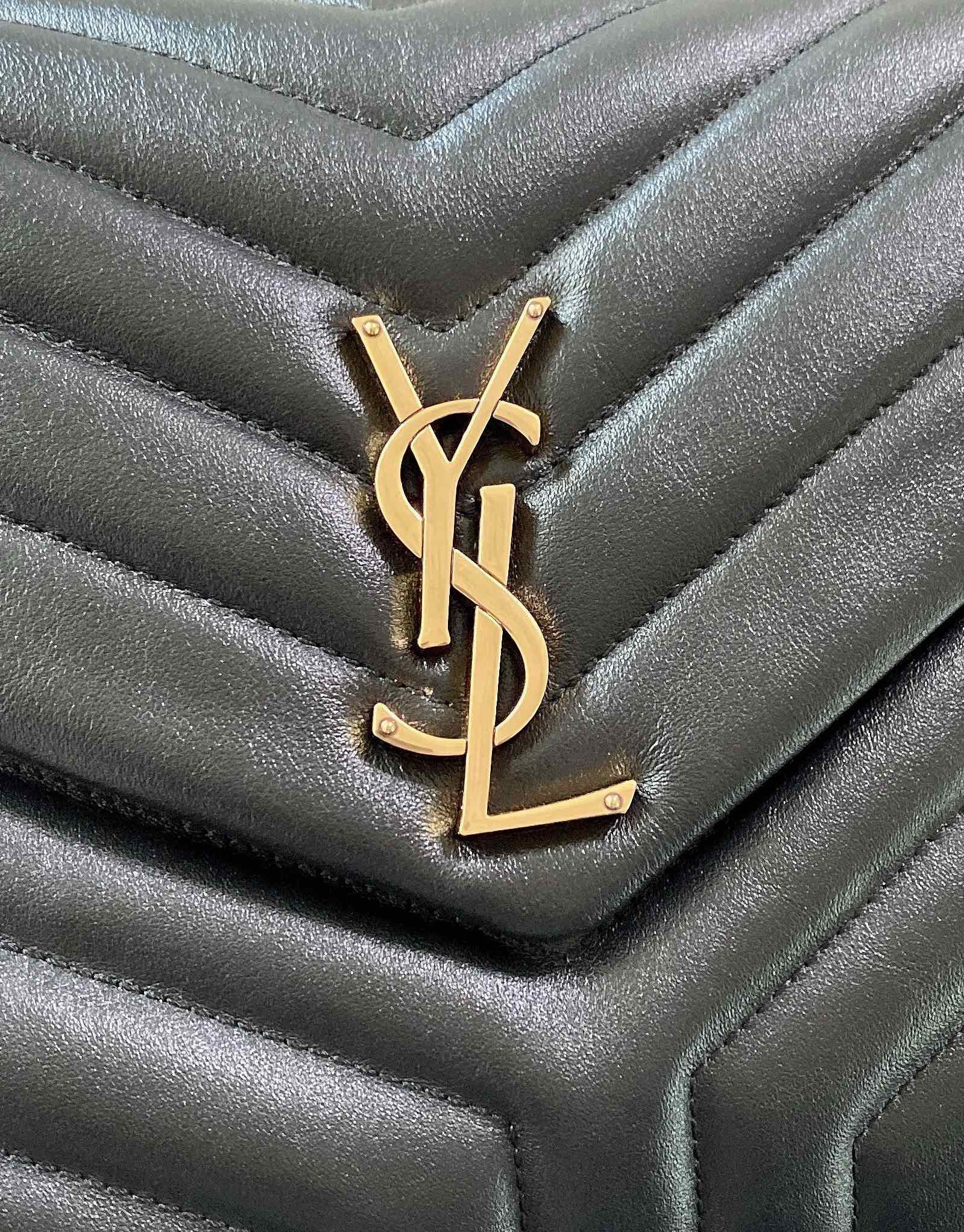 Y*L LOULOU MEDIUM IN QUILTED LEATHER BLACK 12.5 X 8.6 X 3.5 INCHES