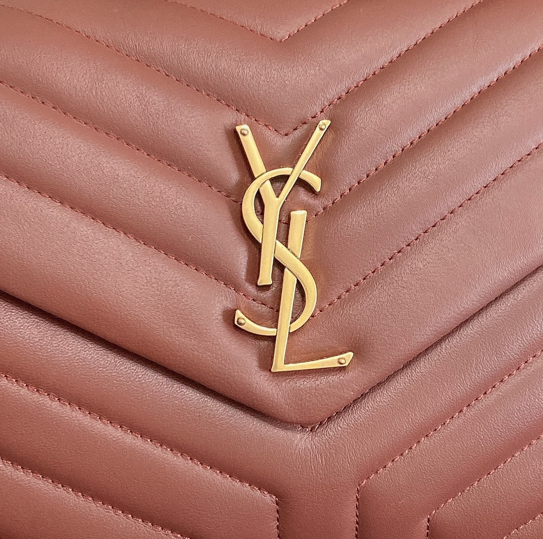 Y*L LOULOU MEDIUM IN QUILTED LEATHER LIGHT RED 12.5 X 8.6 X 3.5 INCHES