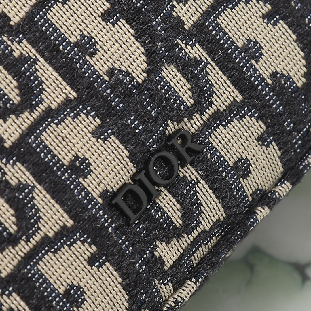 D*0r Safari Bag with Strap Beige and Black D*0r Oblique Jacquard 8.5 x 6 x 2.5 inches