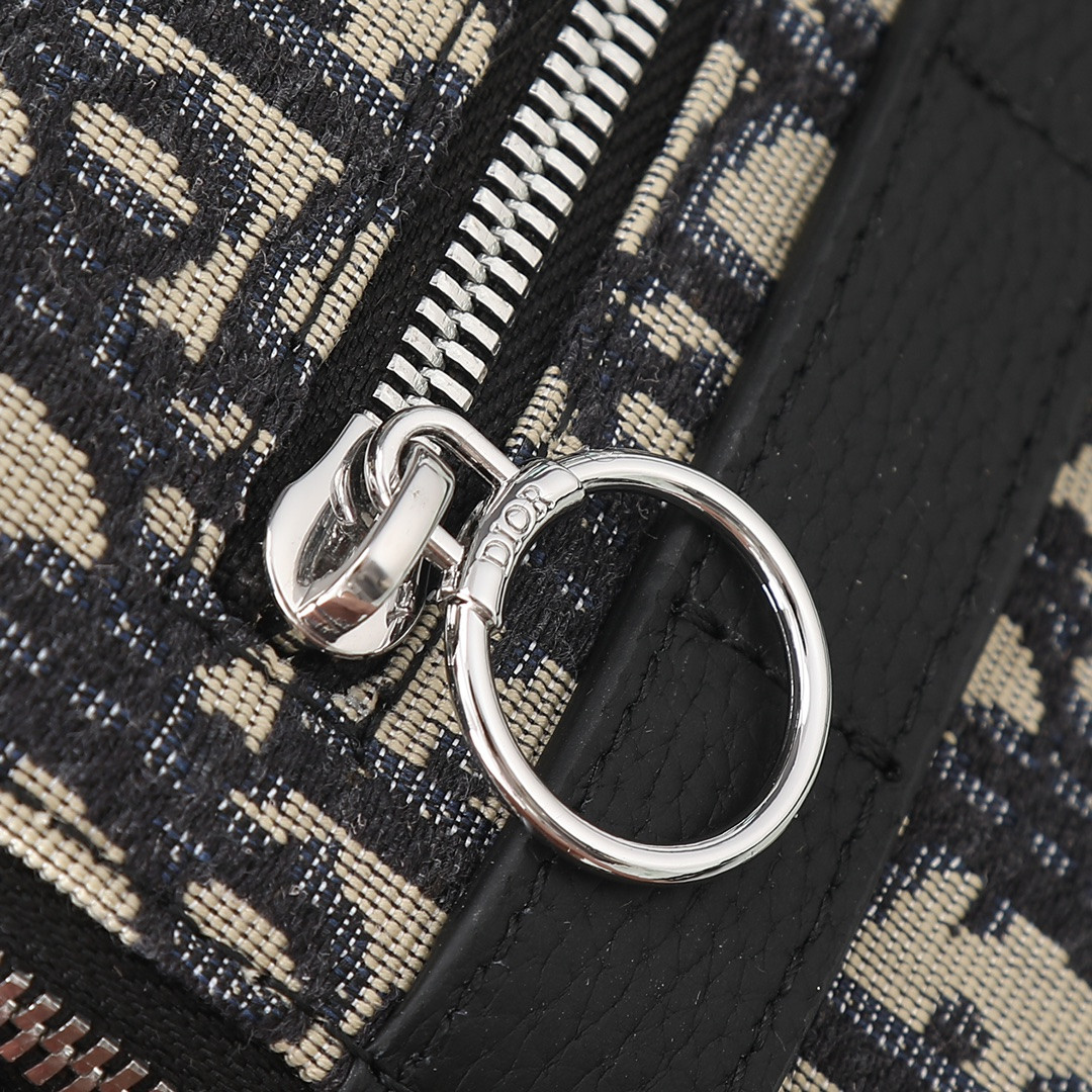 D*0r Safari Bag with Strap Beige and Black D*0r Oblique Jacquard 8.5 x 6 x 2.5 inches