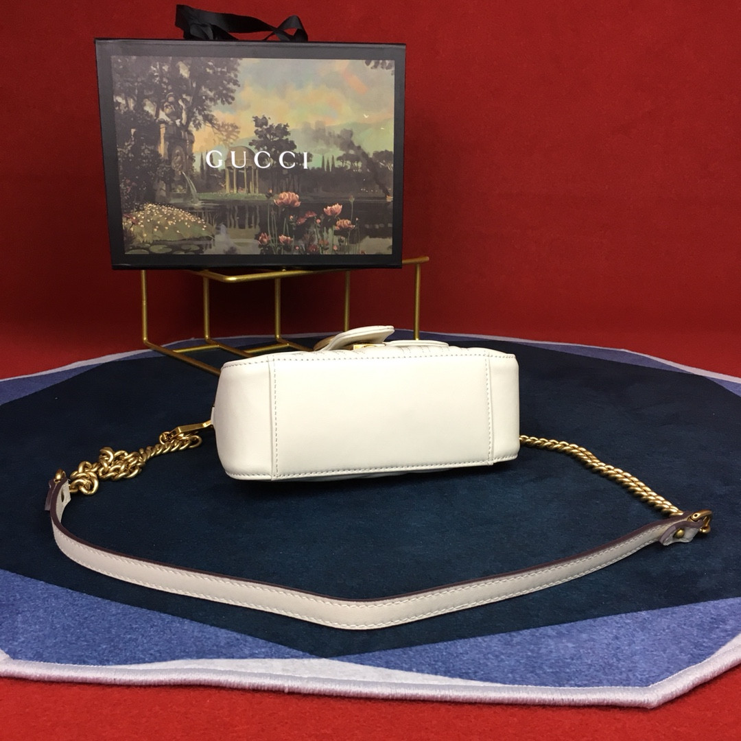 G*u*i GG MARMONT MATELASSÉ MINI BAG WHITE 8.5"W x 5"H x 2.5"D