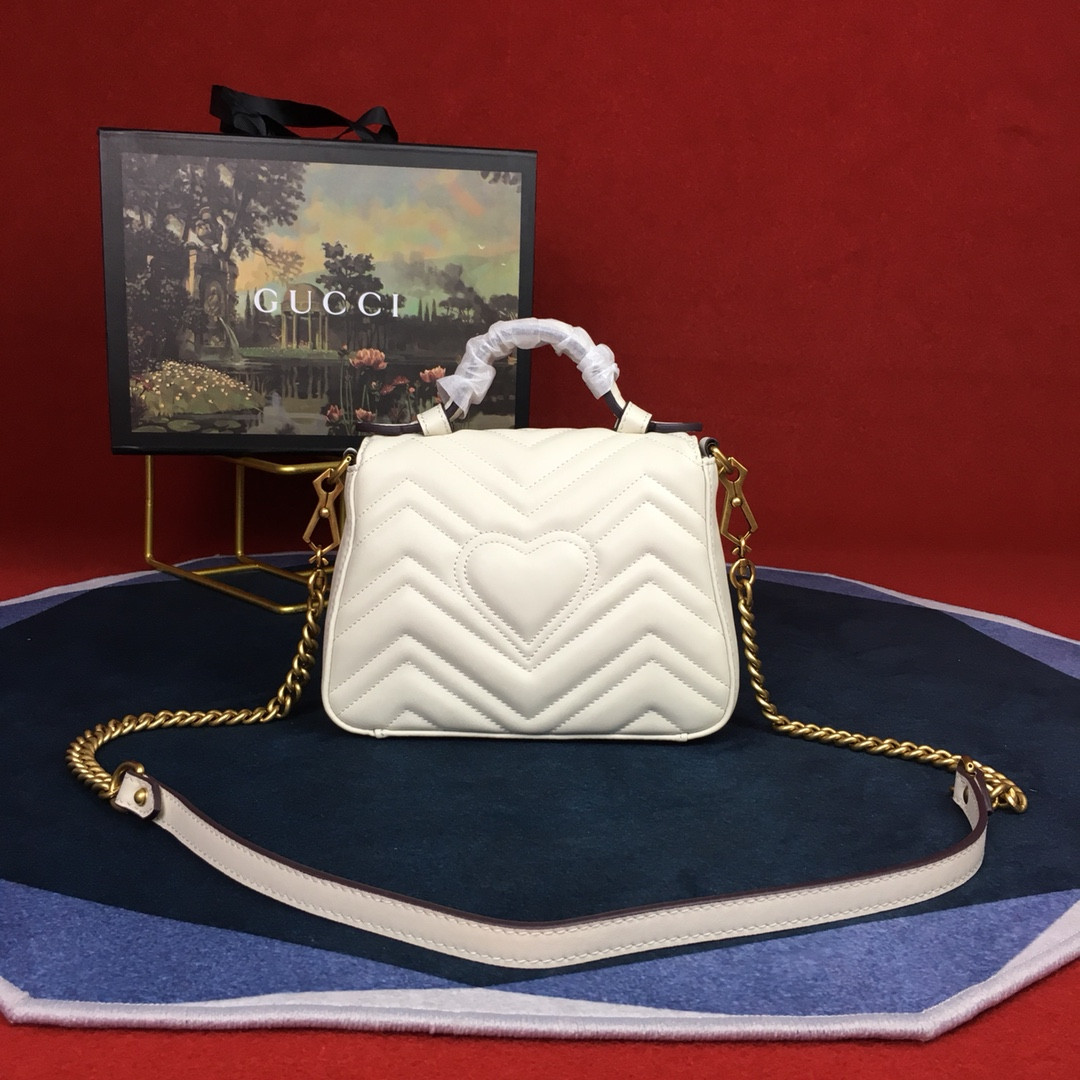 G*u*i GG MARMONT MATELASSÉ MINI BAG WHITE 8.5"W x 5"H x 2.5"D
