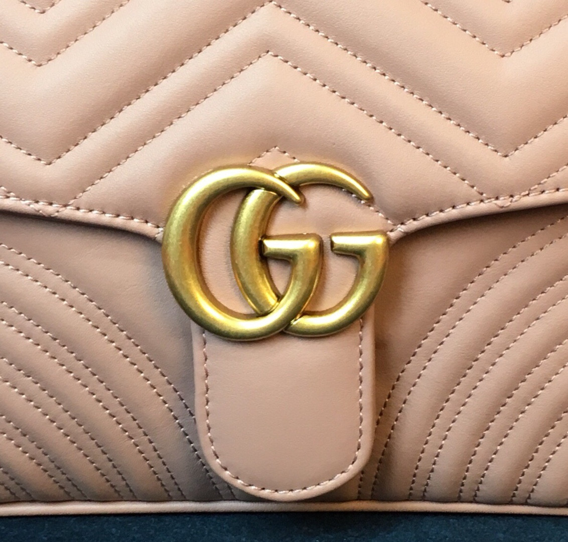 G*u*i GG MARMONT SMALL SHOULDER BAG PINK 10"W x 6"H x 3"D