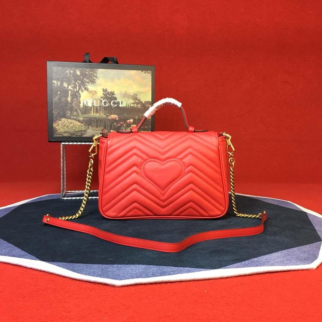 G*u*i GG MARMONT SMALL SHOULDER BAG RED 10"W x 6"H x 3"D