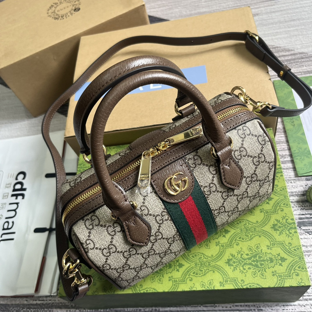 G*u*i OPHIDIA S*pER small BAG Beige and ebony 14x21.5x11.5cm