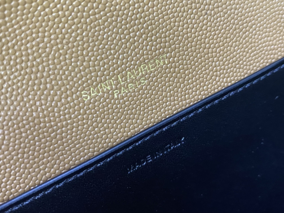 Y*L UPTOWN CHAIN WALLET IN GRAIN DE POUDRE EMBOSSED LEATHER TAUPE 7.5 X 4.7 X 1.2 INCHES
