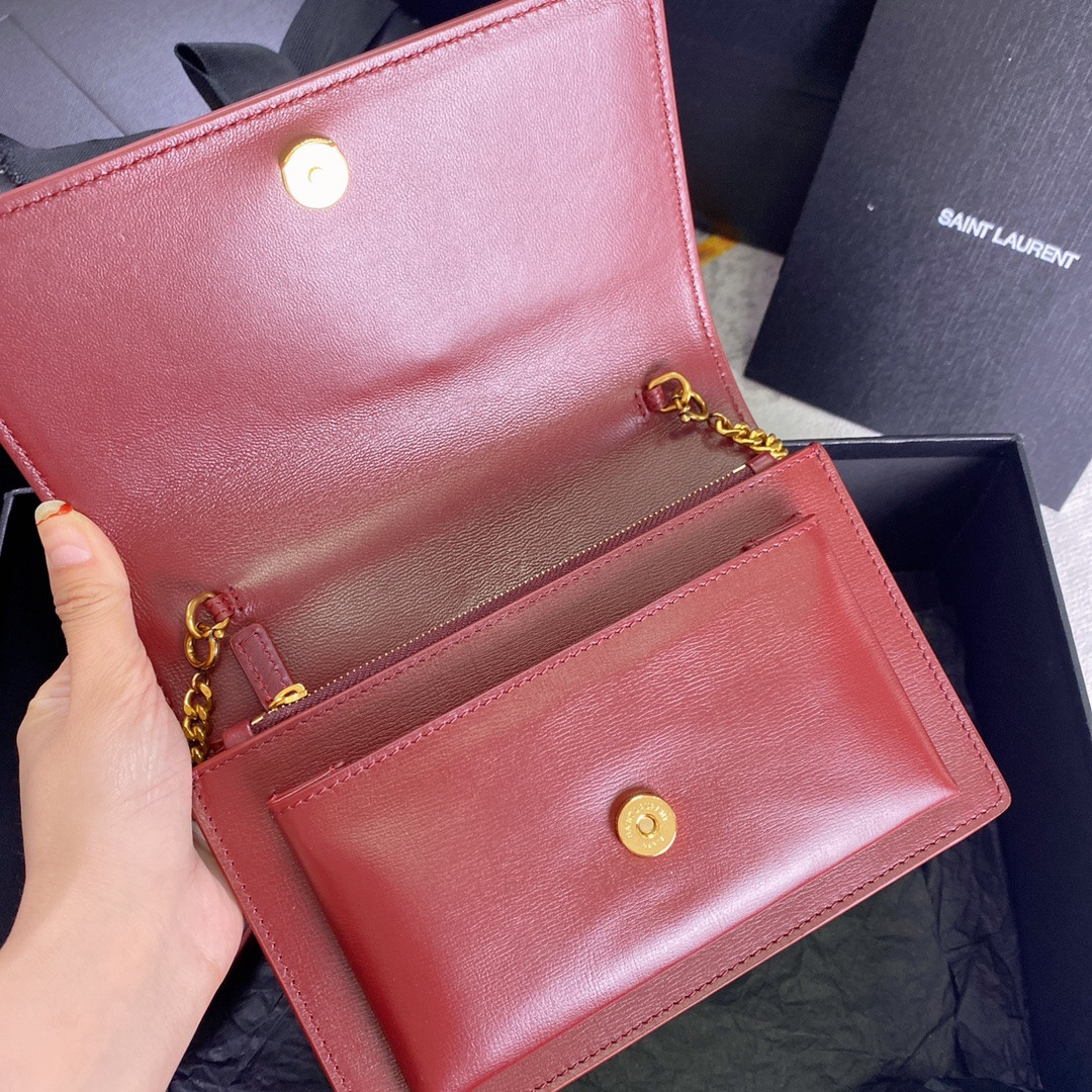 Y*L SUNSET CHAIN WALLET IN SMOOTH LEATHER 7.4 X 5.5 X 2.1 INCHES