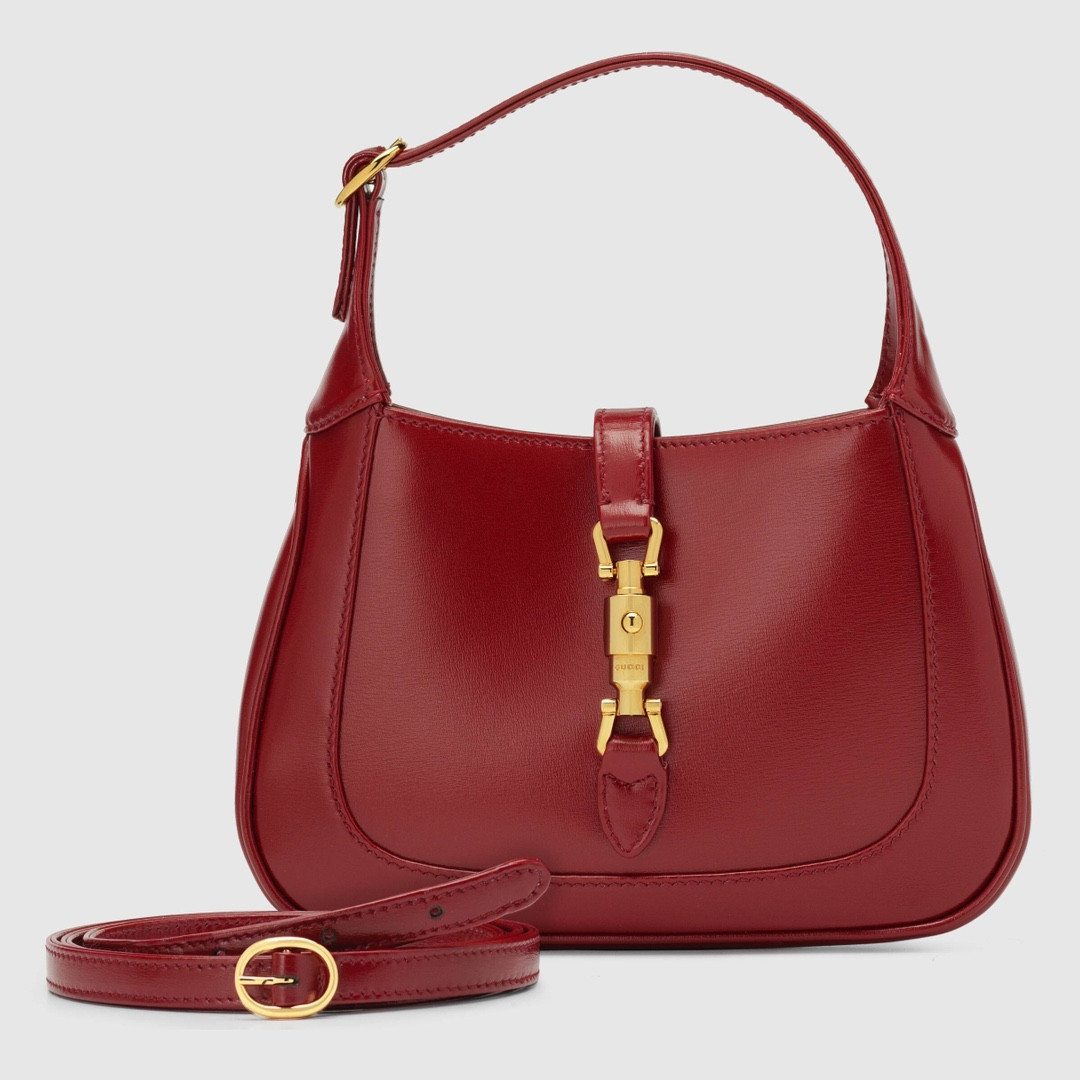 G*u*i JACKIE 1961 MINI SHOULDER BAG RED 7.5"W x 5.1"H x 1.2"D