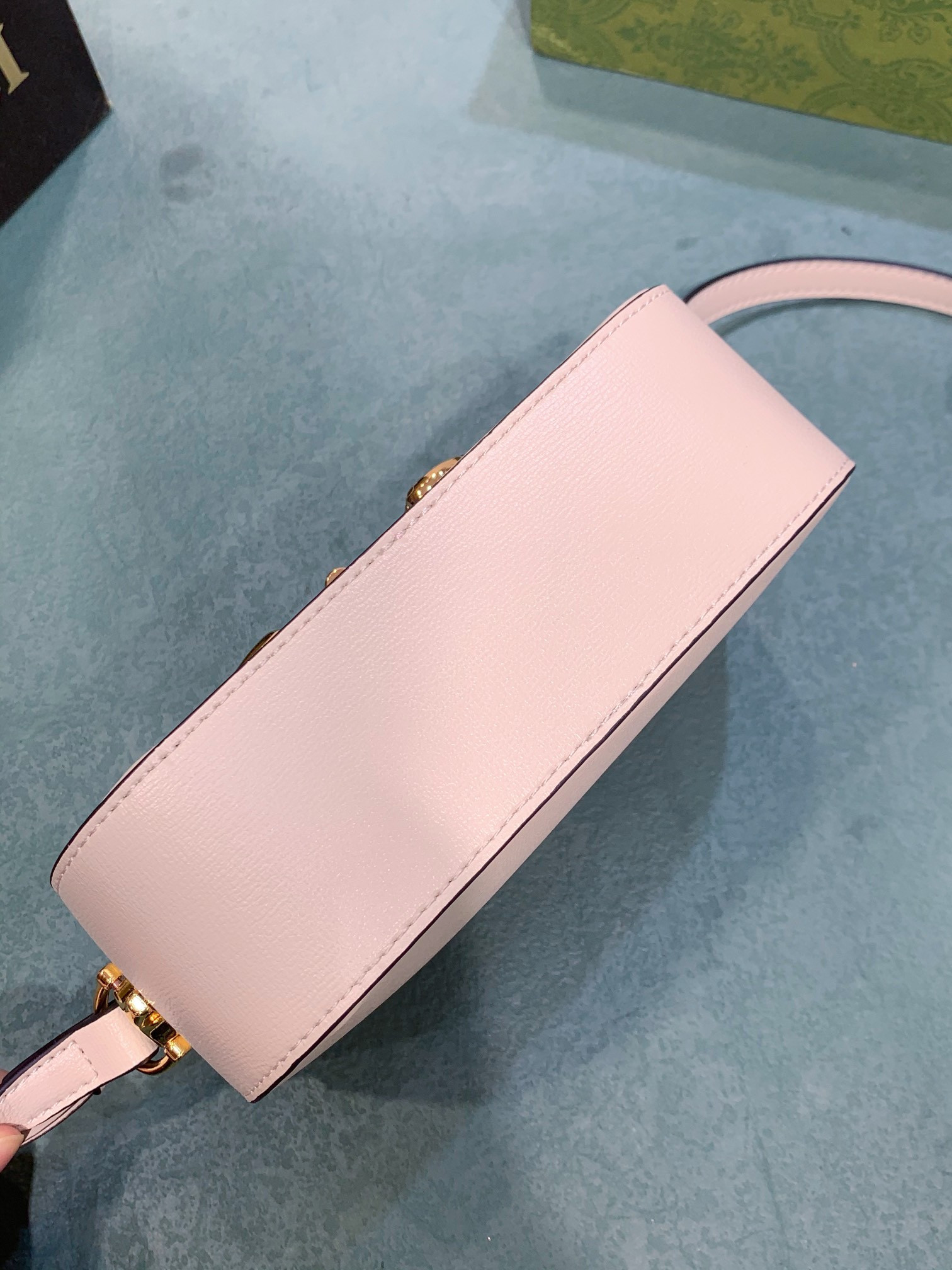 G*u*i HORSEBIT 1955 SMALL SHOULDER BAG WHITE 7.9"W x 5.1"H x 2.4"D