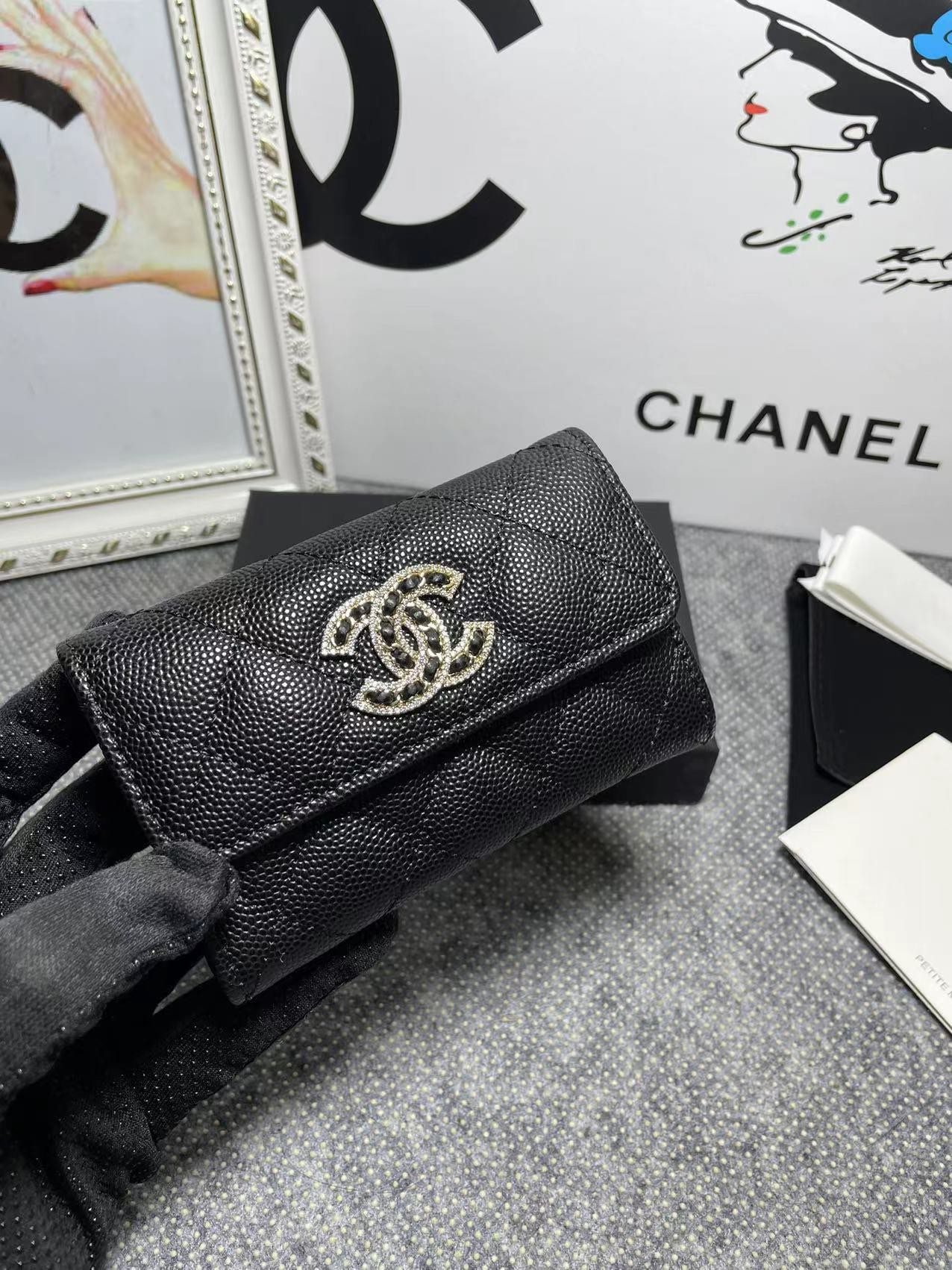 Ch*el COIN PURSE 11×8.5×3cm