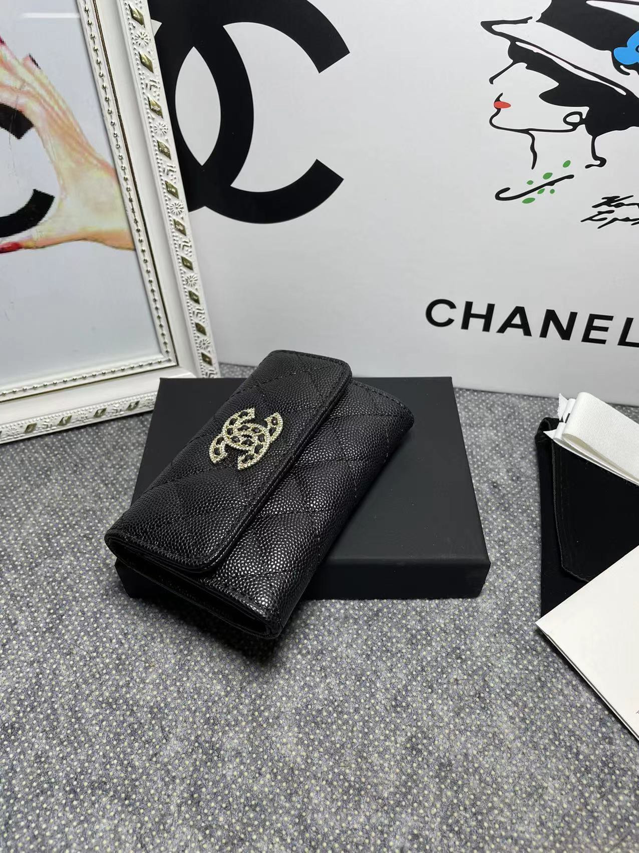 Ch*el COIN PURSE 11×8.5×3cm