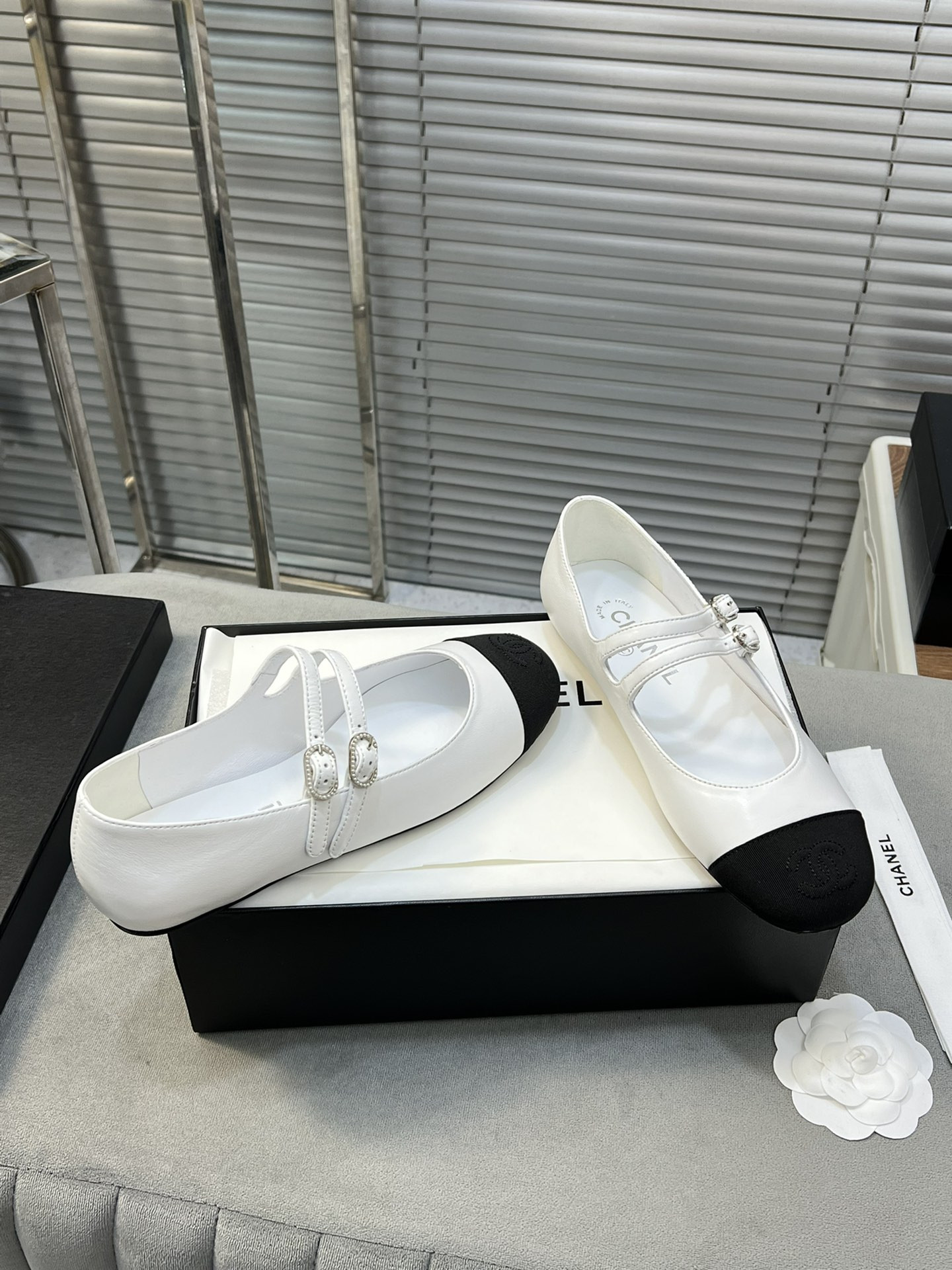 UA Ch*el MARY JANES Lambskin & Grosgrain