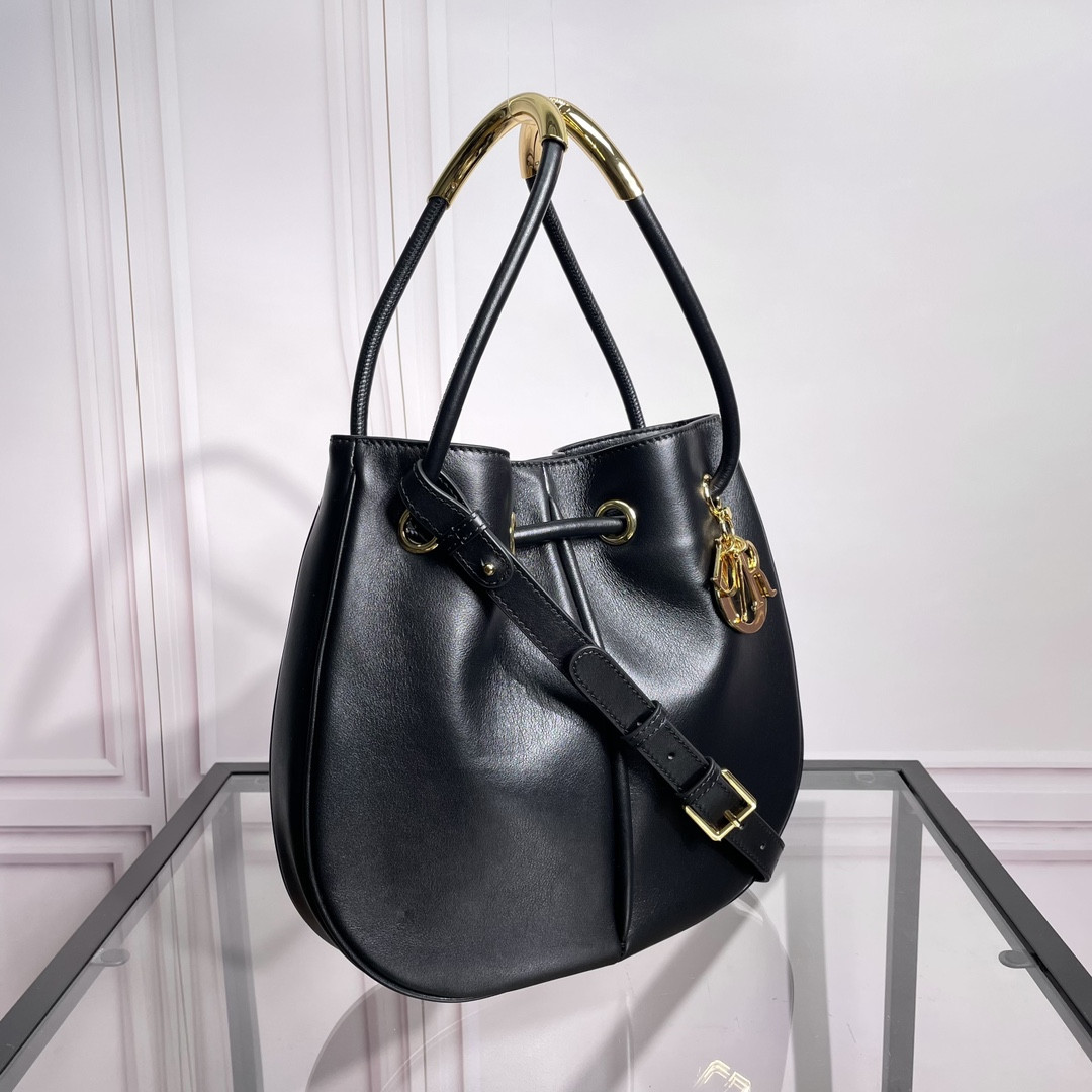 Medium D*0r Nolita Bag Black Calfskin 11 x 10 x 2 inches