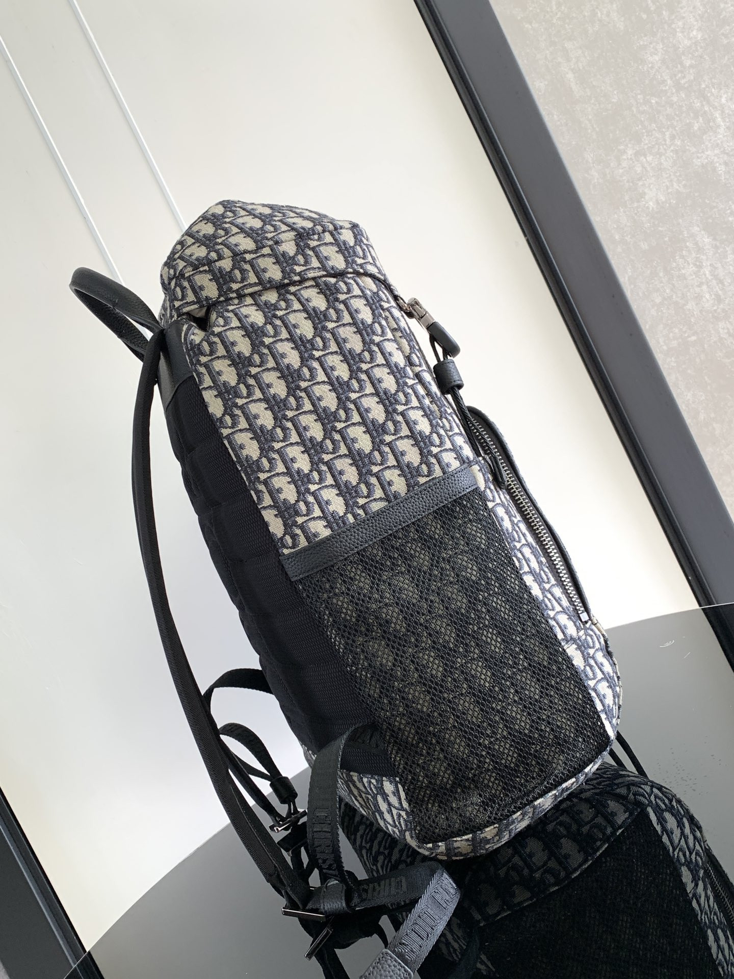 D*0r 8 Backpack with Flap Beige and Black D*0r Oblique Jacquard 31 x 48 x 16.5 cm
