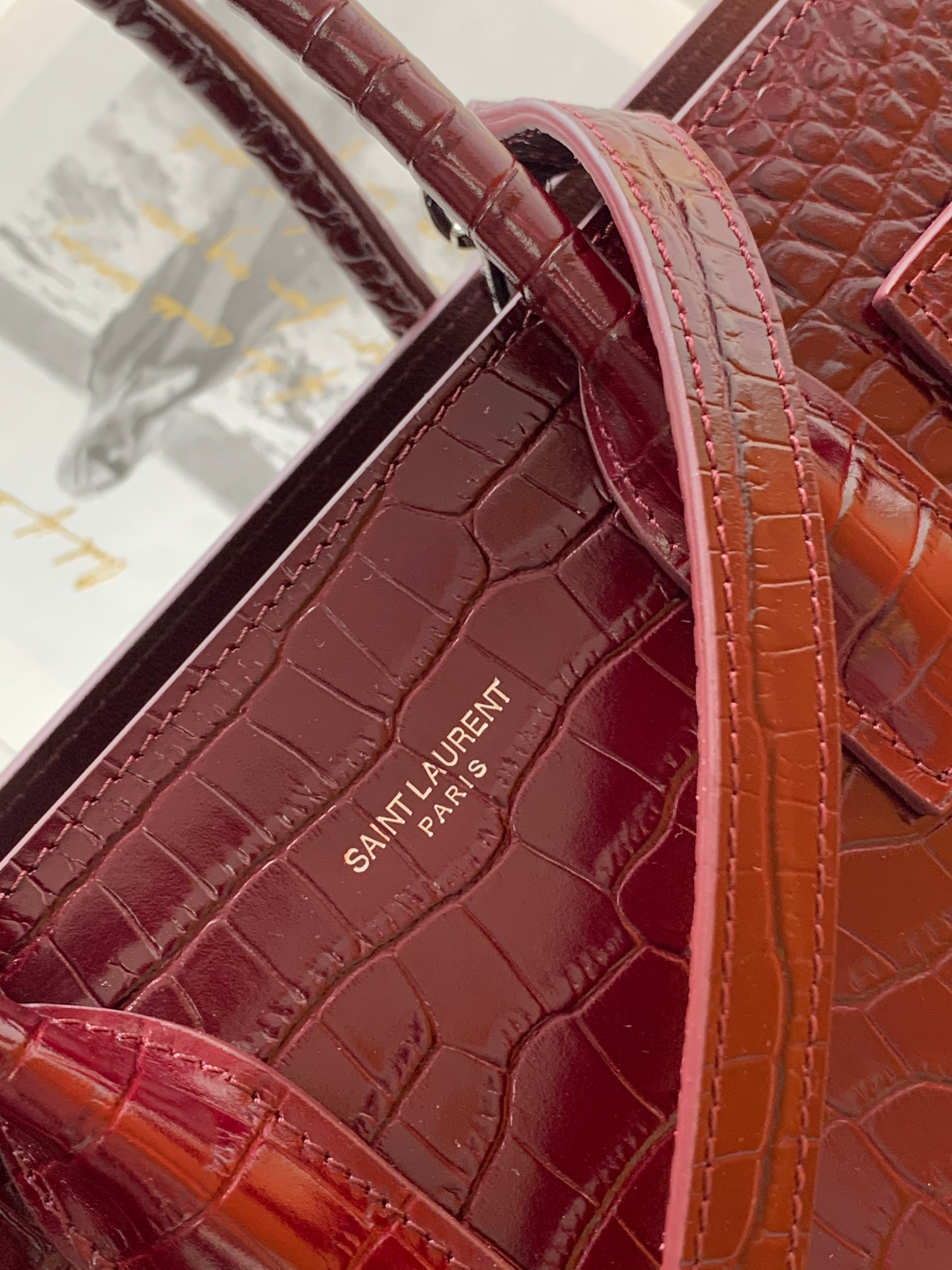 Y*L SAC DE JOUR IN EMBOSSED CROCODILE LEATHER - baby 26x13.5x12.5cm