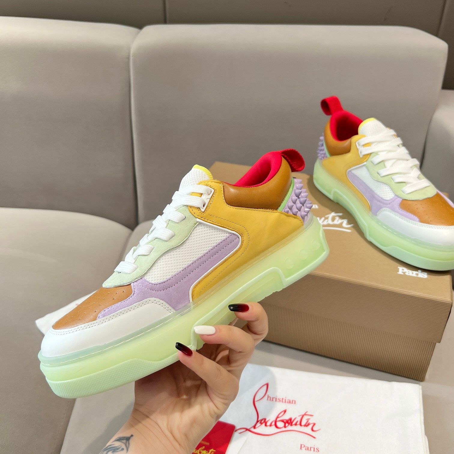UA Ch**an Louboutin 2024 [New]ASTROLOUBI Unisex Thick-Soled Sneakers