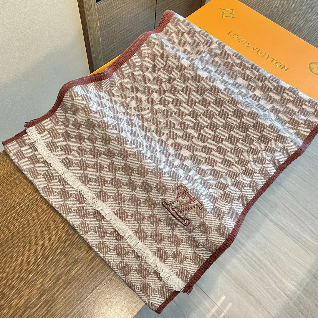 l0*is V*t0n checkered scarf 35x200cm 100% cashmere