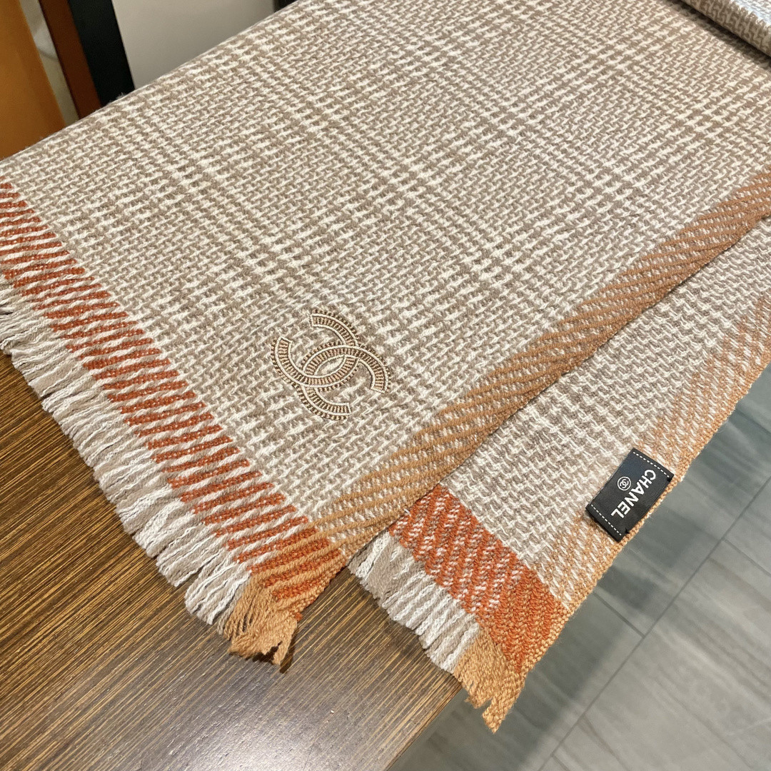 Ch*el scarf 38x200cm 100% wool