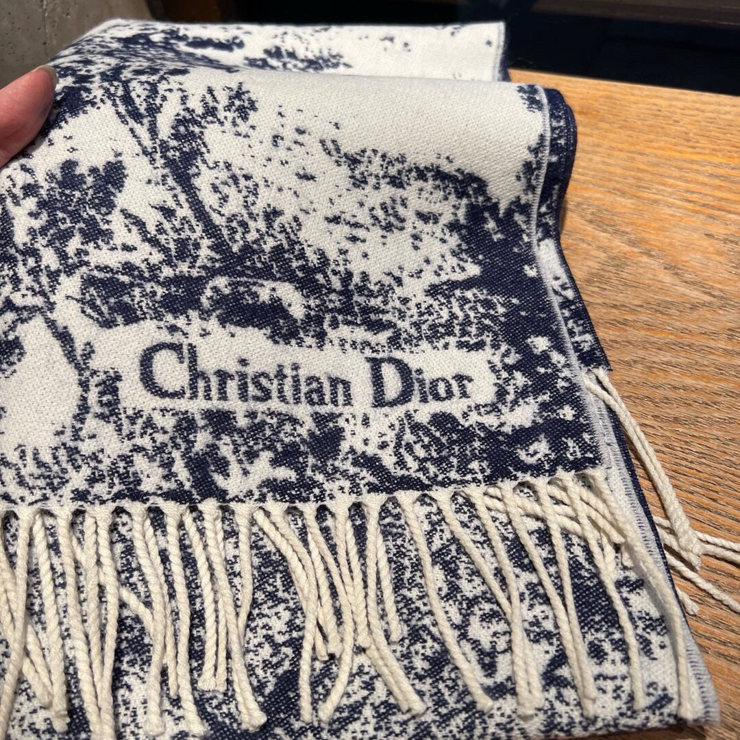 D*or printed scarf 200x45cm 59% cashmere 41% wool