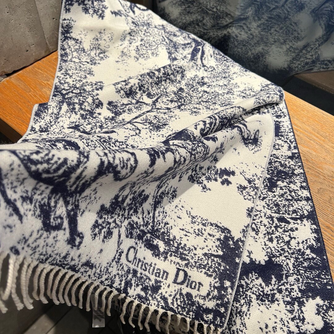 D*or printed scarf 200x45cm 59% cashmere 41% wool