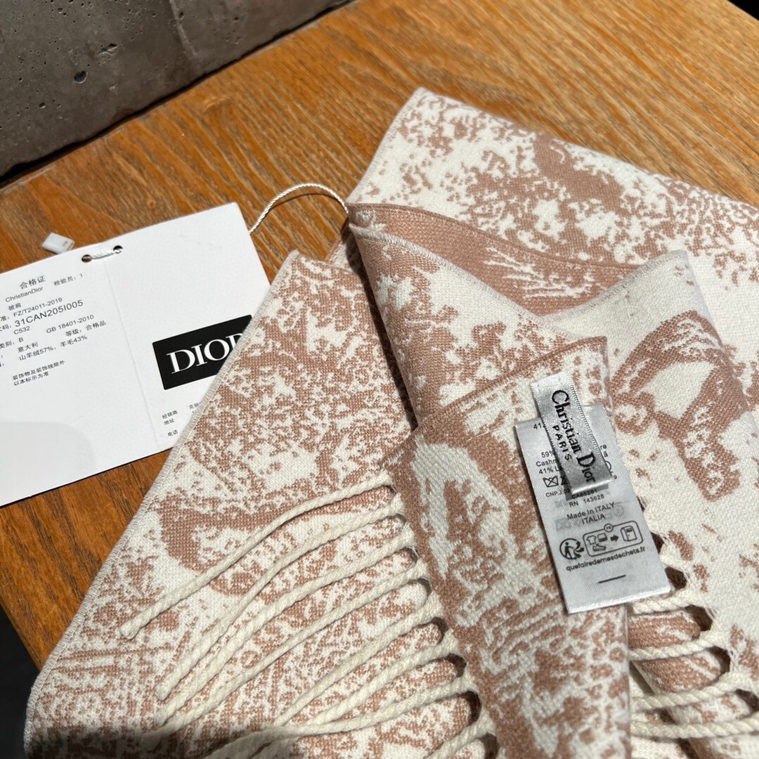 D*or printed scarf 200x45cm 59% cashmere 41% wool