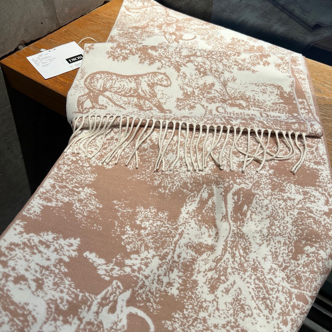 D*or printed scarf 200x45cm 59% cashmere 41% wool