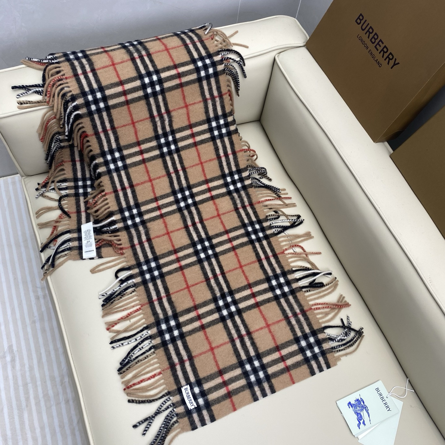 B**rry check cashmere happy scarf 30x155cm