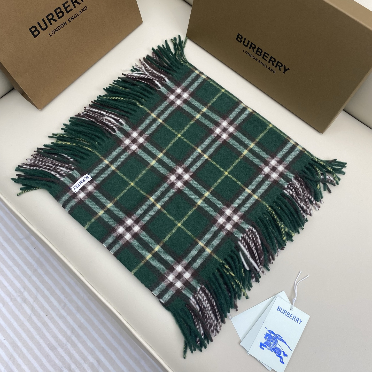 B**rry check cashmere happy scarf 30x155cm