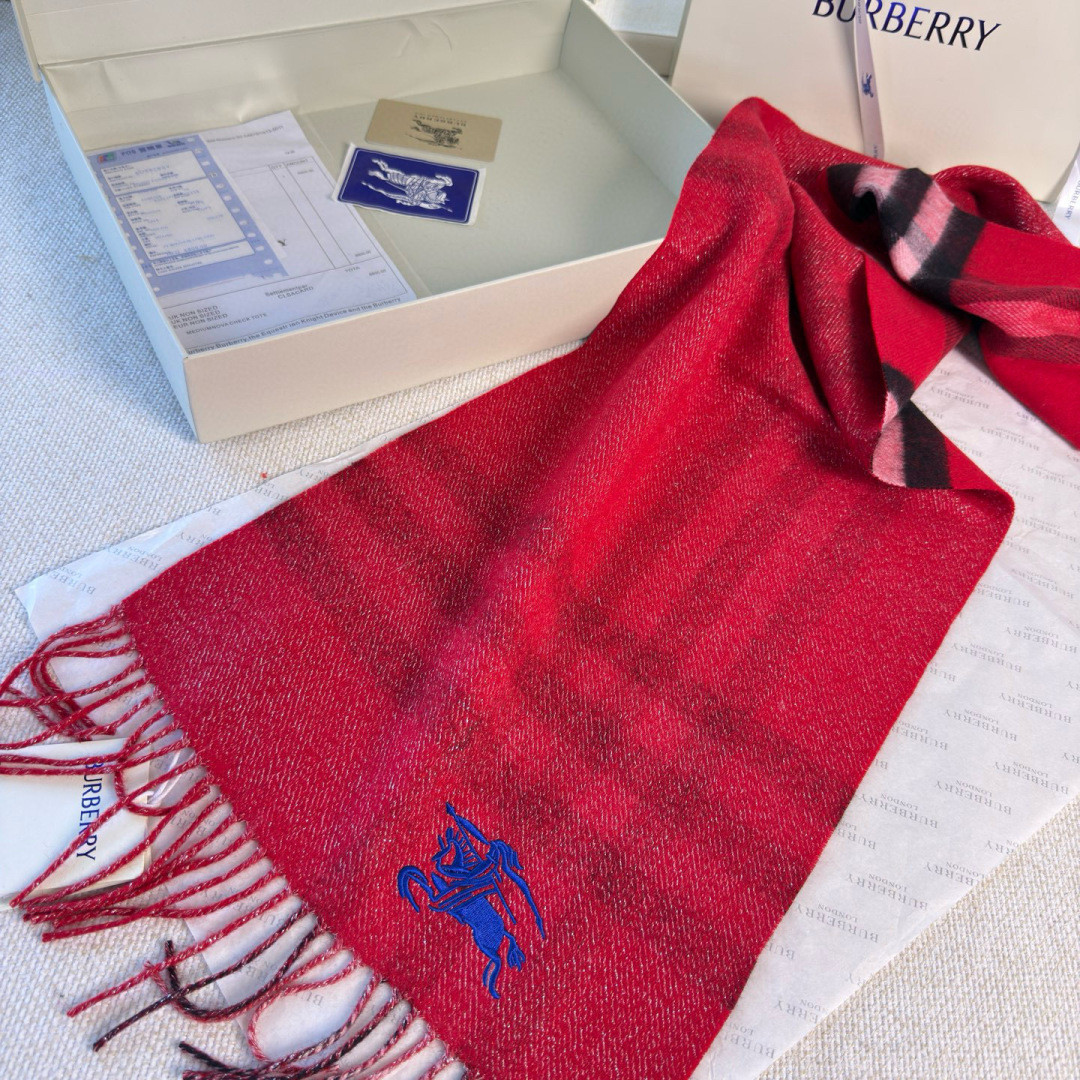 B**rry check cashmere scarf 30x168cm