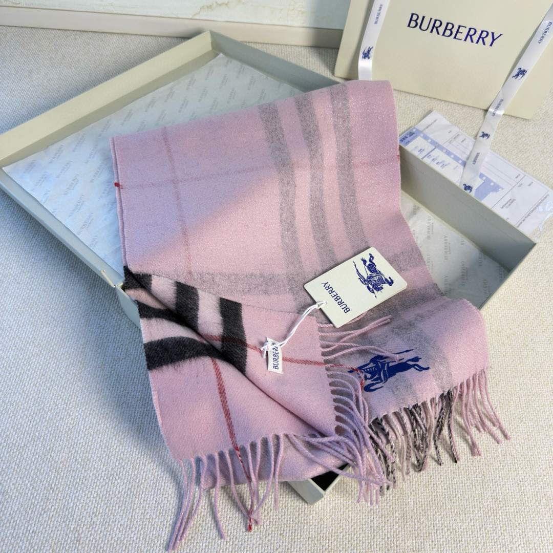 B**rry check cashmere scarf 30x168cm