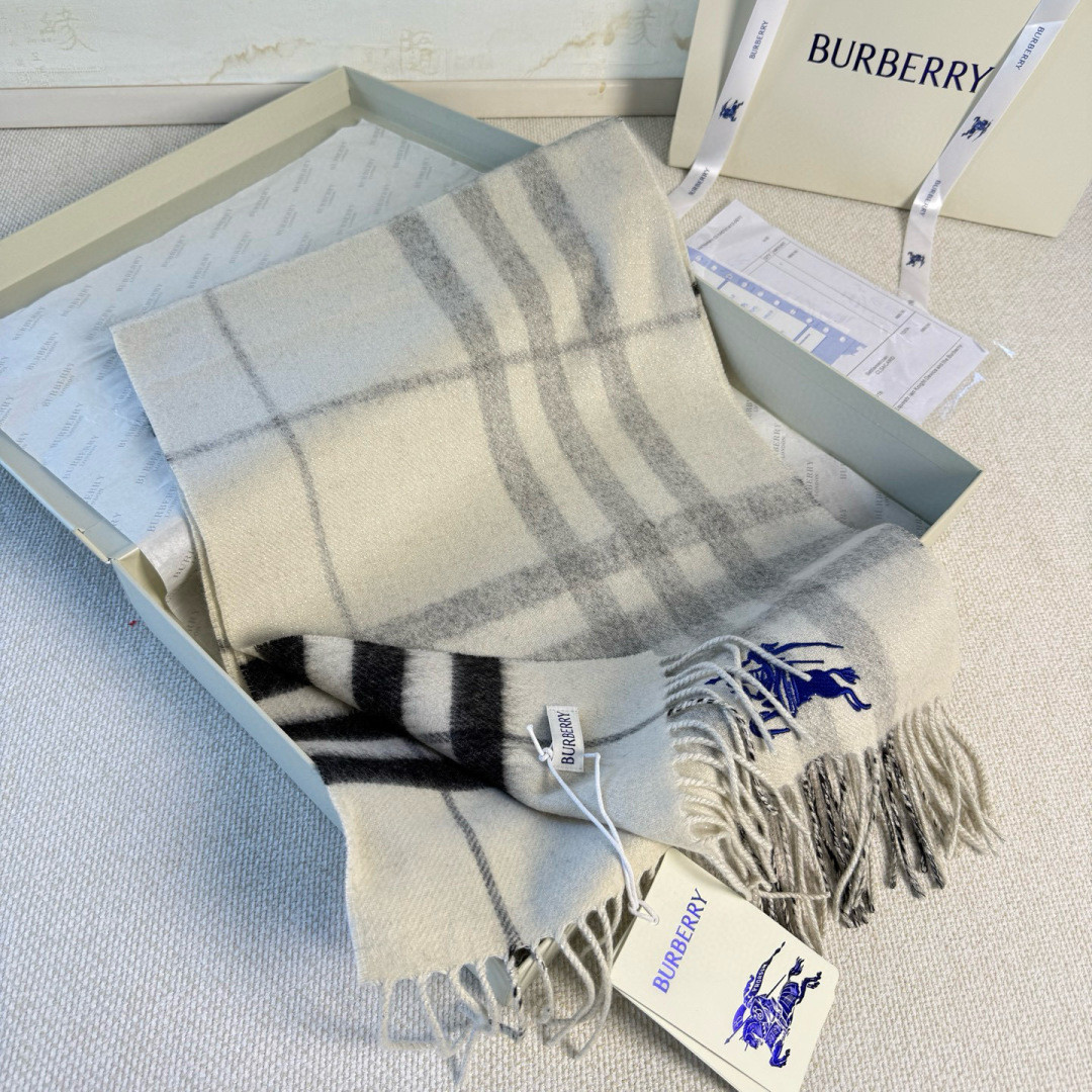 B**rry check cashmere scarf 30x168cm