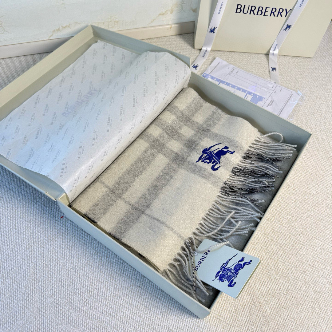 B**rry check cashmere scarf 30x168cm