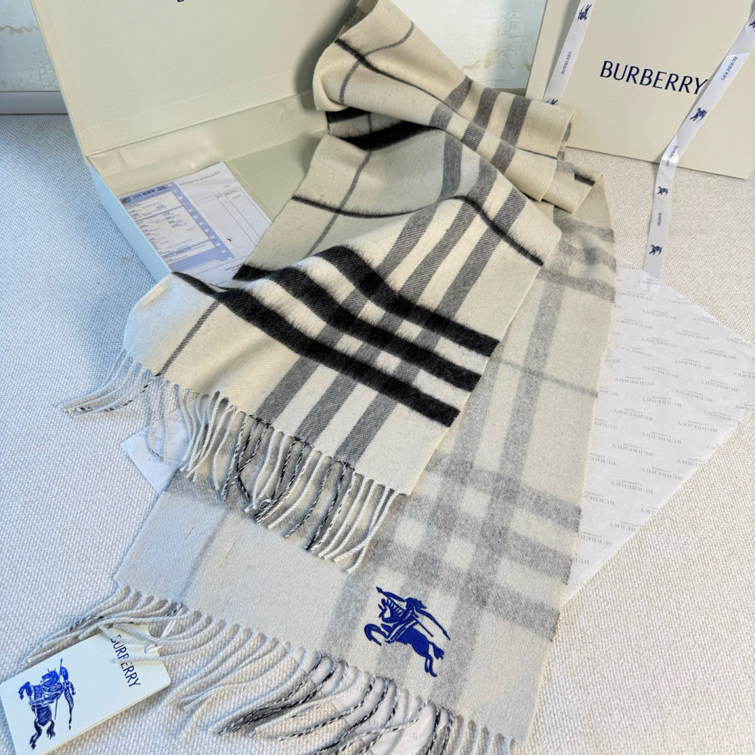 B**rry check cashmere scarf 30x168cm