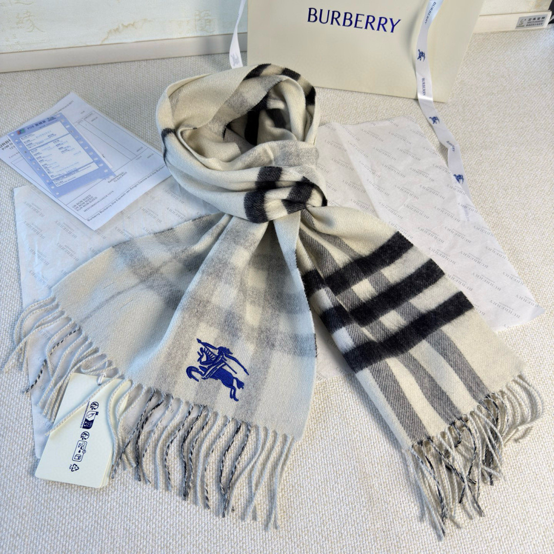B**rry check cashmere scarf 30x168cm