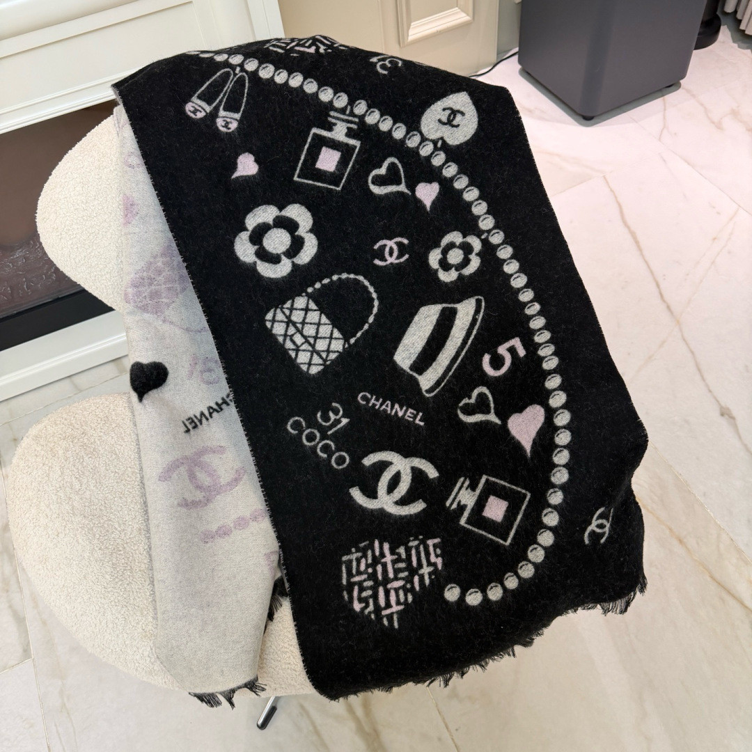 Ch*el scarf 50x200cm 100% cashmere