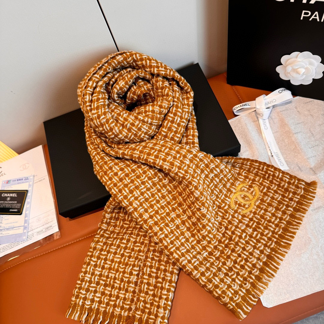 Ch*el scarf 38x185cm 100% cashmere