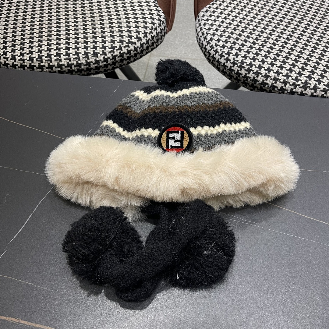 F**di knit trapper hat