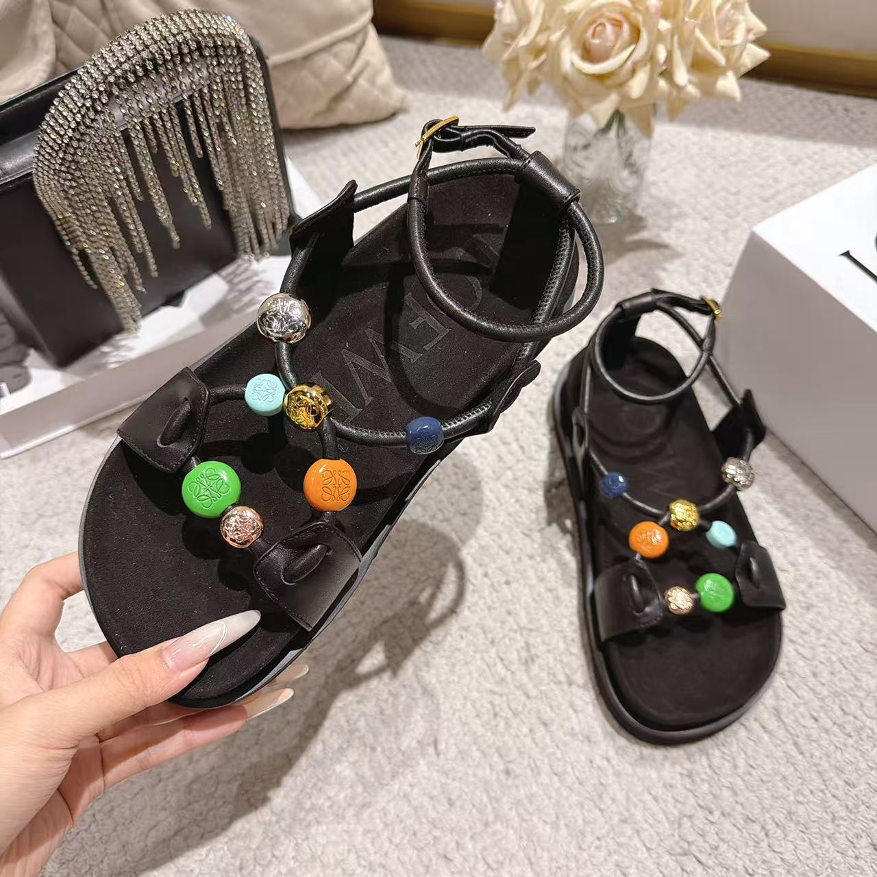 ua L0ew* pebble beads fussbett sandal