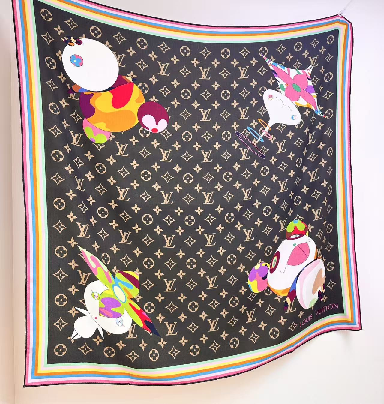 LV x TM scarf 135x135cm 30% silk 70% wool