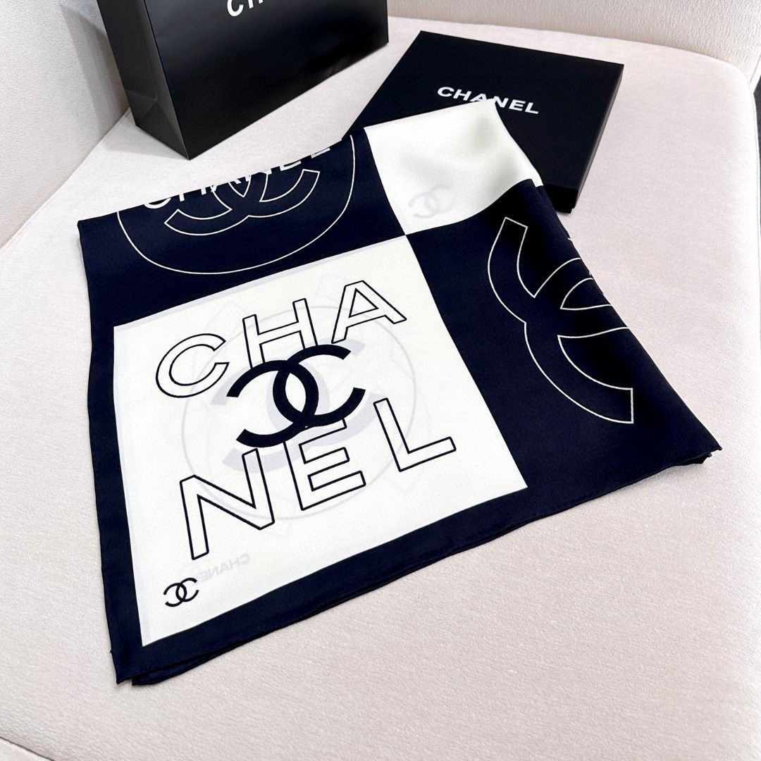 Ch*el silk scarf 90x90cm