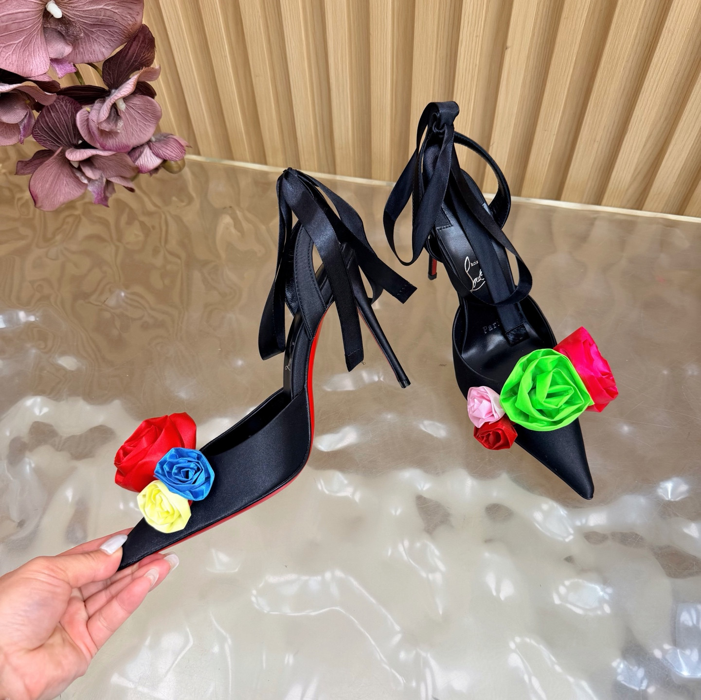 ua Ch**an louboutin mere lachaise lace up 10.5cm heel