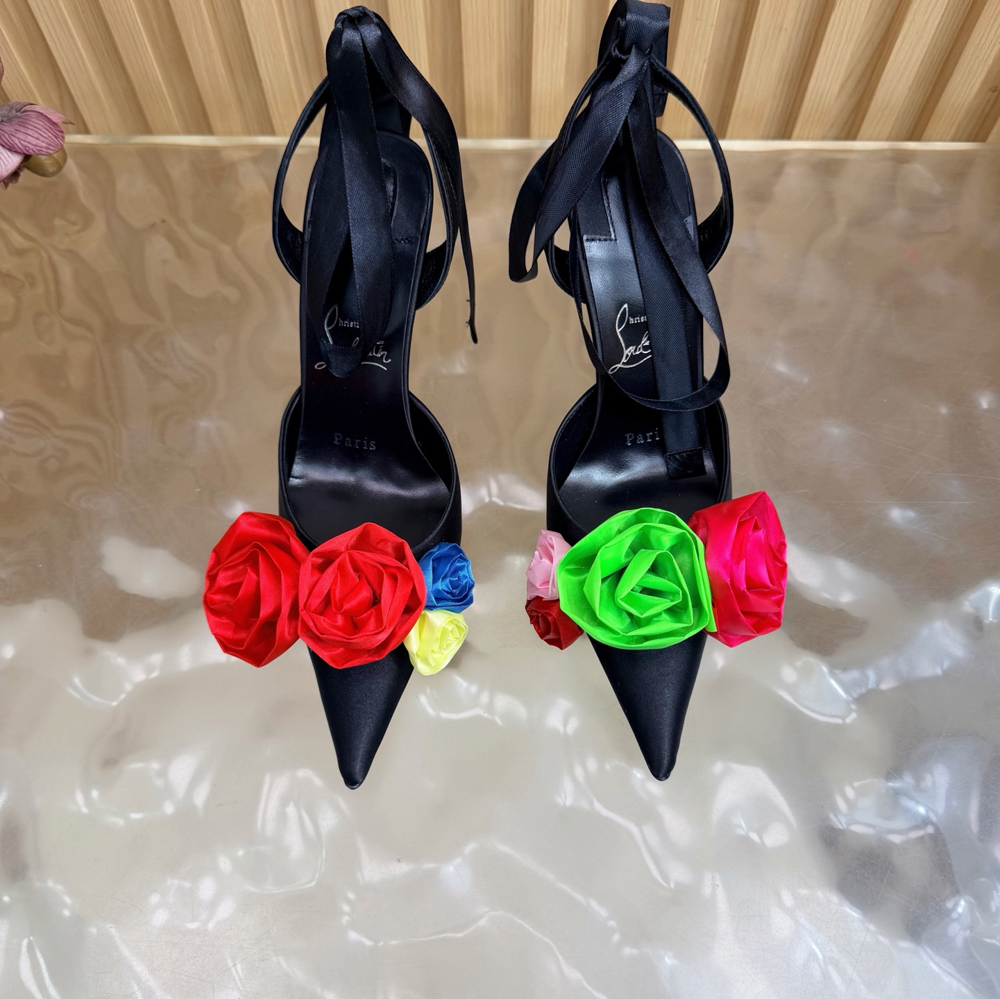 ua Ch**an louboutin mere lachaise lace up 10.5cm heel